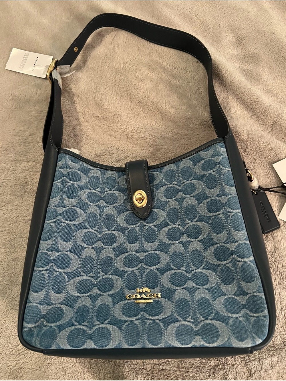 Coach Hadley Blue Signature Denim Shoulder Bag